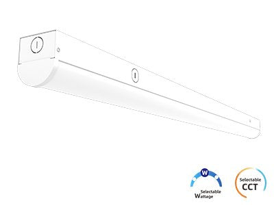 4FT LED Linear Strip Light – 60W/70W/80W Selectable – 3500K/4000K/5000K CCT – Round PC Lens – 3-Pin Sensor Base – DLC 5.1 Premium – Commercial Indoor Fixture - Lumens Depot
