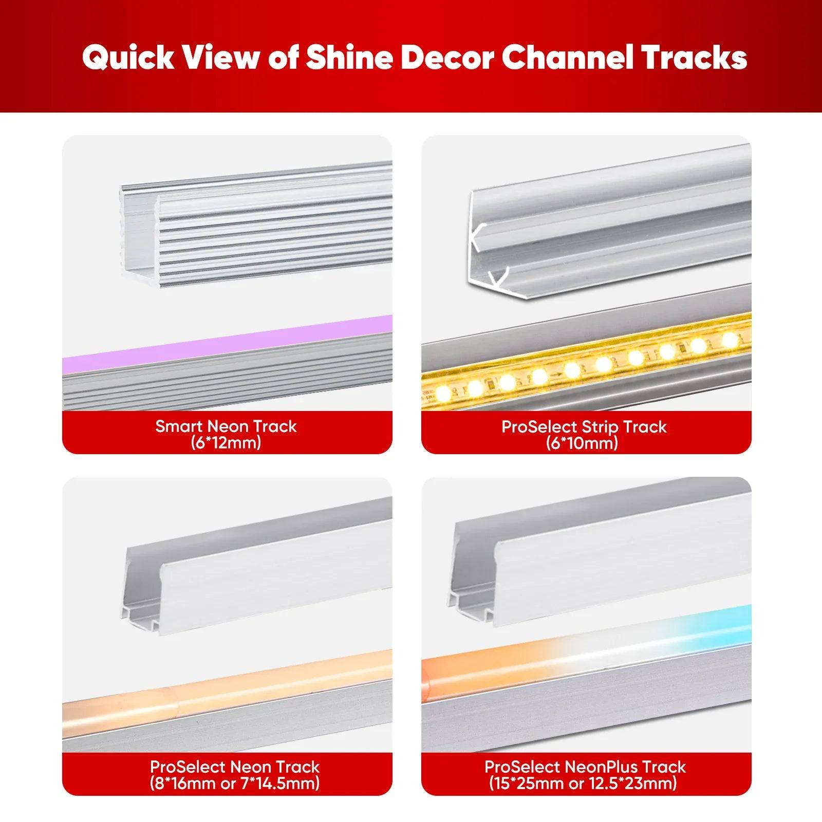 3.3FT Aluminum Channel Track for 12V/24V Silicone Neon LED Strip Lights - Lumens Depot