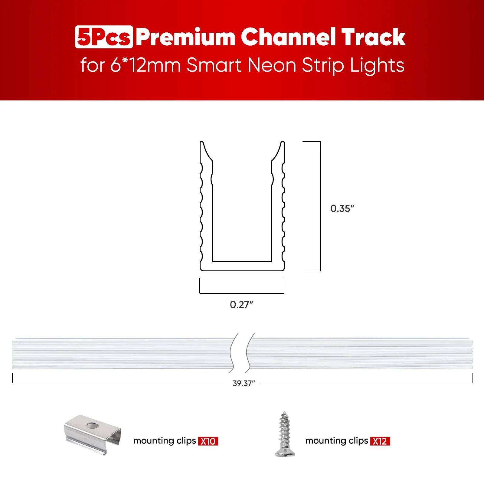3.3FT Aluminum Channel Track for 12V/24V Silicone Neon LED Strip Lights - Lumens Depot