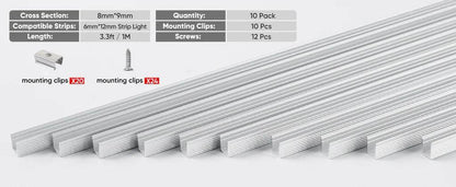3.3FT Aluminum Channel Track for 12V/24V Silicone Neon LED Strip Lights - Lumens Depot