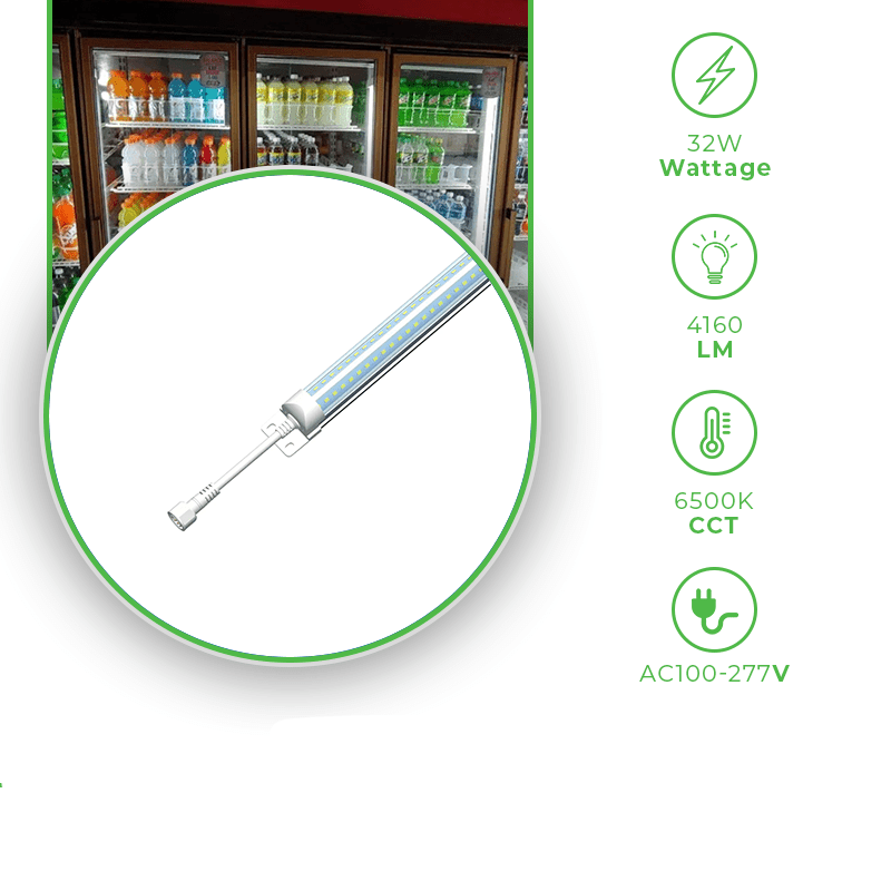 T8 5ft LED Cooler Tube Light- 32W, 4160 Lumens and 6500K, 100V-277V Walk-in Cooler Lights - Lumens Depot