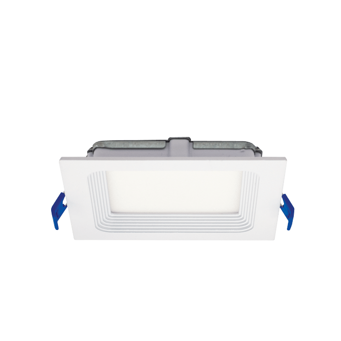 4 Inch 5CCT Can less LED Downlight - Ultra Slim Square Design with Junction Box (Flat & Baffle Trim) - 10W, 650lm, 120V AC, 90+ CRI - Lumens Depot