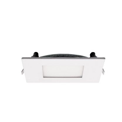 4 Inch 5CCT Can less LED Downlight - Ultra Slim Square Design with Junction Box (Flat & Baffle Trim) - 10W, 650lm, 120V AC, 90+ CRI - Lumens Depot