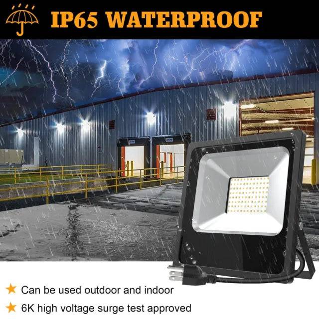 100W LED Flood Light, 5000K Daylight White, 14000 Lumens, IP65 Waterproof, 120° Beam Angle, 120V AC - Lumens Depot