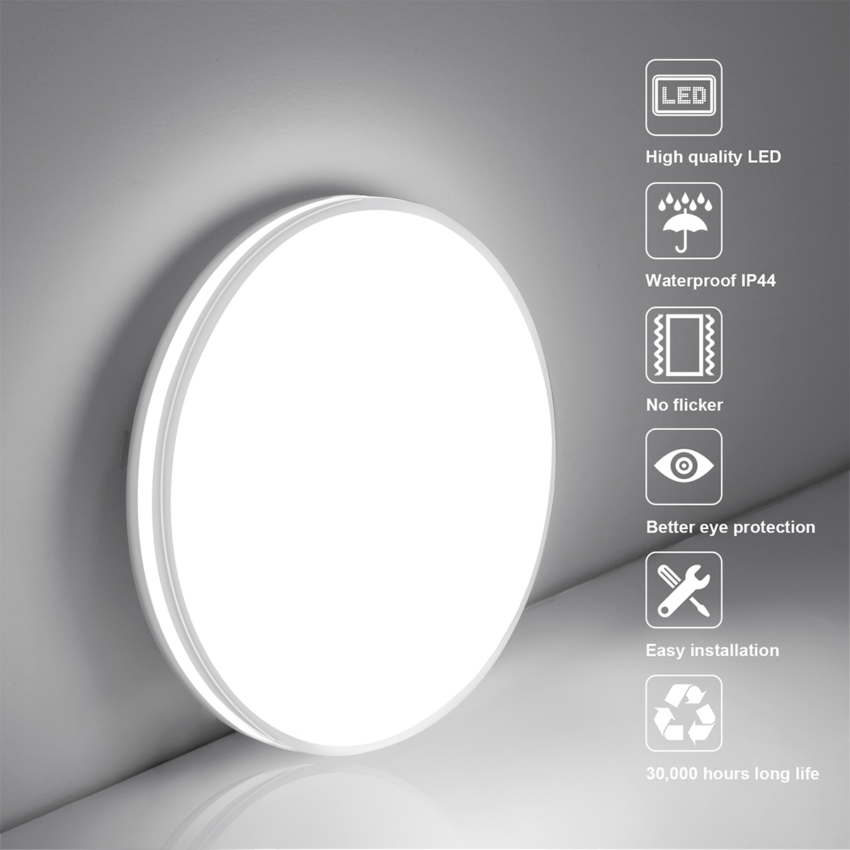 Flush Mount Ceiling Light - 10.2 inches- Square, 20W, 1850LM, IP44 Waterproof, 5000K Daylight White - Ideal for Home and Office Lighting - Lumens Depot