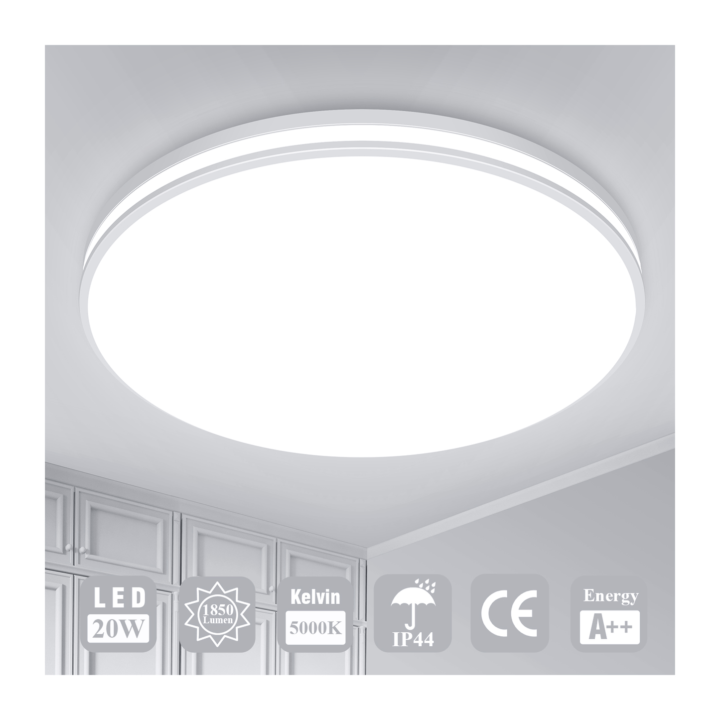 Flush Mount Ceiling Light - 10.2 inches- Square, 20W, 1850LM, IP44 Waterproof, 5000K Daylight White - Ideal for Home and Office Lighting - Lumens Depot