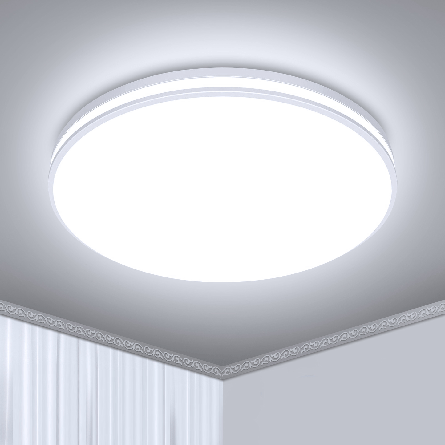 Upgrade Your Indoor Space with a Modern 12.6" Round LED Flush Mount Ceiling Light - 24W, 2250LM, IP44 Waterproof, 5000K Cool White - Lumens Depot