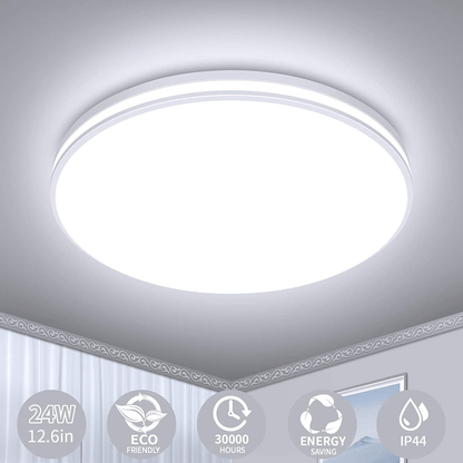 Upgrade Your Indoor Space with a Modern 12.6" Round LED Flush Mount Ceiling Light - 24W, 2250LM, IP44 Waterproof, 5000K Cool White - Lumens Depot