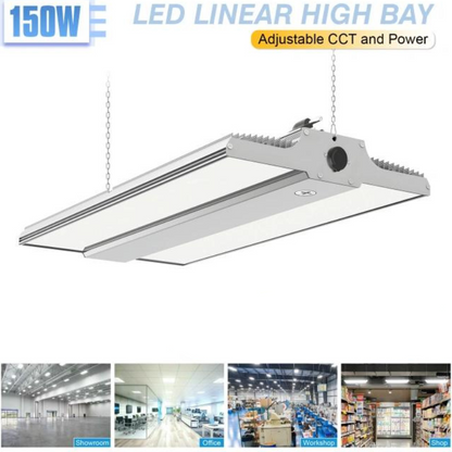 LED Linear High Bay Light, 1.2ft, 150W/120W/90W, CCT 3000K/4000K/5000K, 22,500 Lumens, 100-277 VAC - Lumens Depot