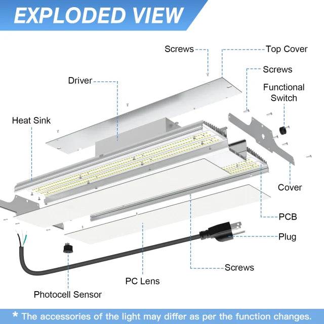 1.8ft LED Linear High Bay Light - (200W/240W/300W) Selective Wattage and CCT (3000K/4000K/5000K) - 45000 Lumens - Lumens Depot