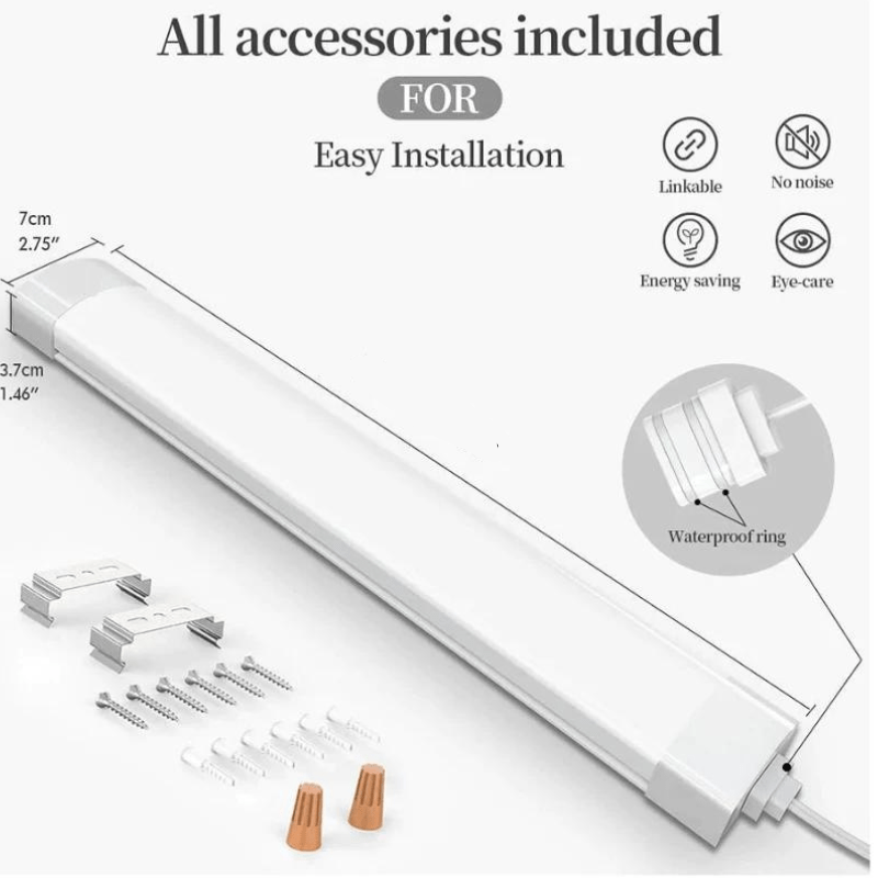 Powerful - 2ft Waterproof Triproof LED Linear Lights for Industrial and Commercial Spaces - Linkable - Lumens Depot