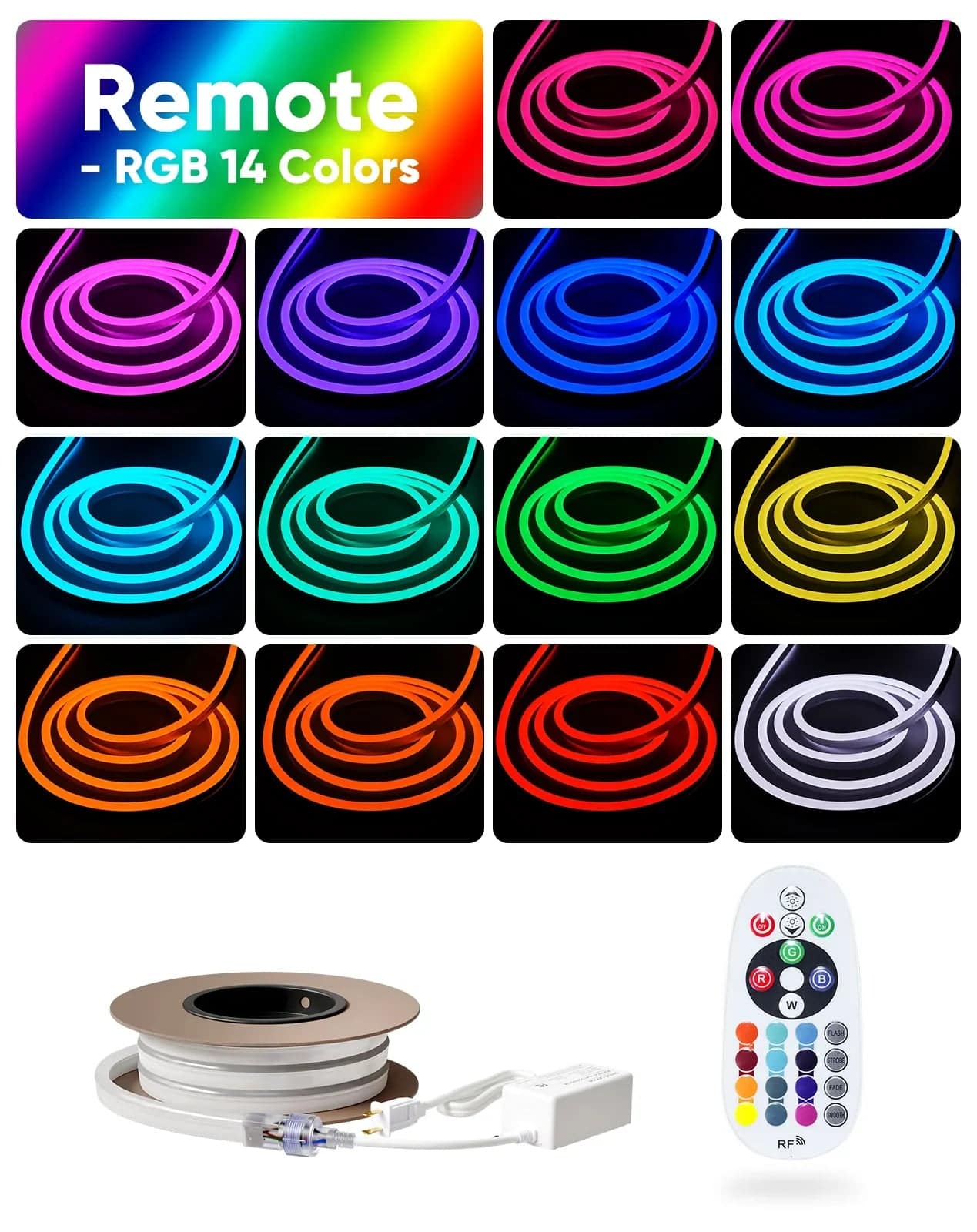 Bright & Colorful 110V RGB LED Neon Rope Light - 8.5W/M, RGB, Flexible, Long-Lasting, ETL-Standard - Lumens Depot