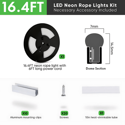 Pro Select Cool White LED Neon Rope Light -  6500K, 7W/Meter and 220LM/W - IP65. Energy Efficiently- ETL Listed - Lumens Depot