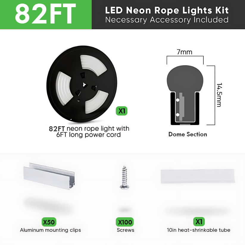 Pro Select Cool White LED Neon Rope Light -  6500K, 7W/Meter and 220LM/W - IP65. Energy Efficiently- ETL Listed - Lumens Depot