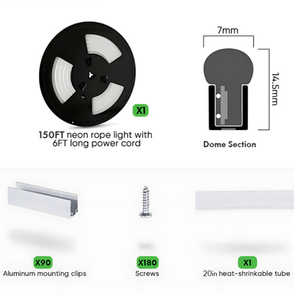 110V Neon Rope Light, 3000K Warm White, 220 Lumens/M - Cuttable, dimmable, can be hardwired - Lumens Depot