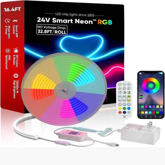 24V Smart RGB Neon Rope Light with No Voltage Drop - Lumens Depot