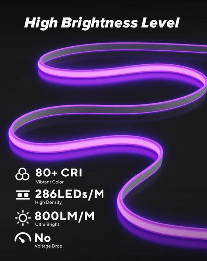 120V Ultra Bright COB LED Neon Rope Light, Purple Color, 800 Lumens/M - Lumens Depot