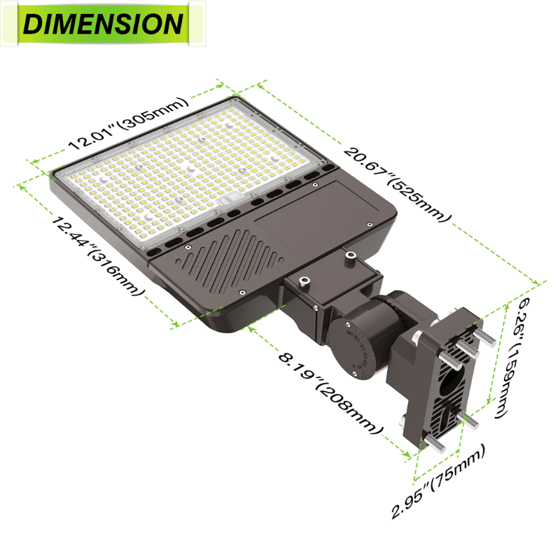 150W LED Shoebox Pole Light with Built in Photocell- Wattage Tunable (150W/120W/90W) 23,532 Lumens, 5000K Daylight, Ideal for Universal Mounting (Square/Round) Pole - Lumens Depot