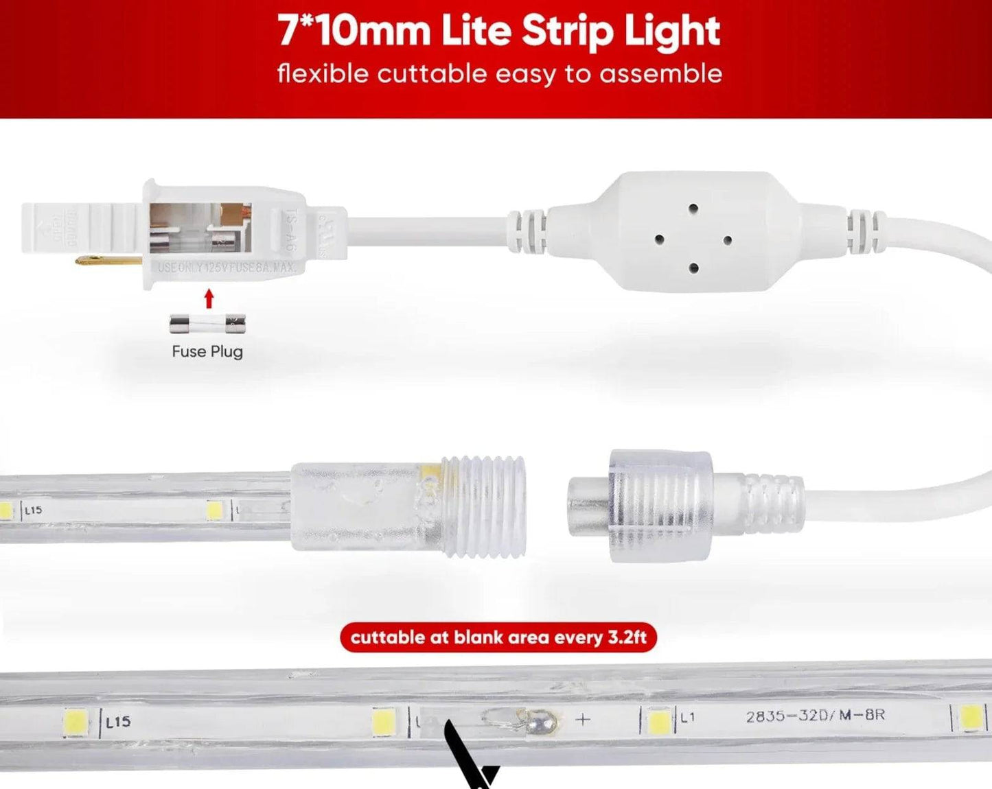 110V Lite Strip LED Light - Soft Warm 2800K Warm White, 180 Lumens/M, Ideal for Ambient Lighting - Lumens Depot