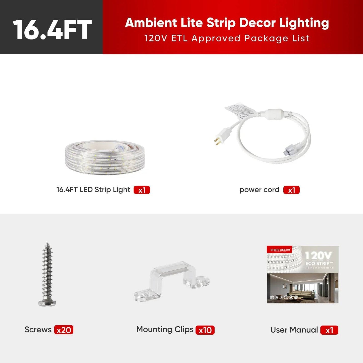 110V Lite Strip LED Light - Soft Warm 2800K Warm White, 180 Lumens/M, Ideal for Ambient Lighting - Lumens Depot