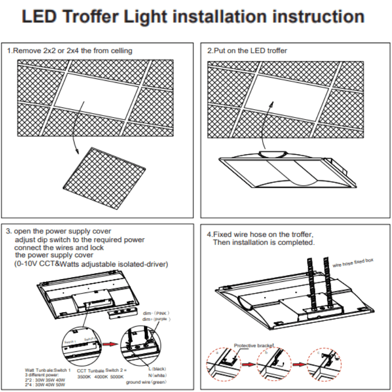 2x2 LED Troffer Lights, Selectable Wattage (30W/35W/40W) and CCT (3500K/4000K/5000K) with 130LM/Watt - ETL and DLC 5.1 - Lumens Depot