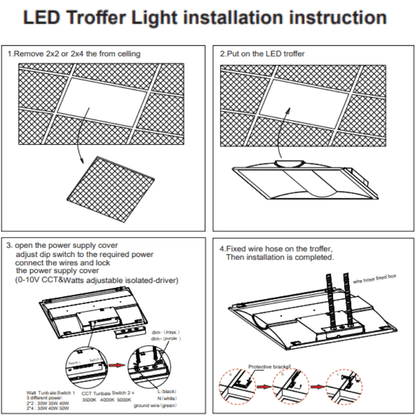 2x2 LED Troffer Lights, Selectable Wattage (30W/35W/40W) and CCT (3500K/4000K/5000K) with 130LM/Watt - ETL and DLC 5.1 - Lumens Depot