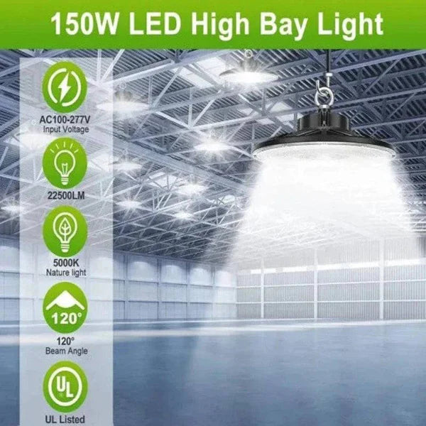 LED UFO High Bay Light, 150W, CCT 5000K, 20,852 Lumens, 100-277 VAC - Lumens Depot