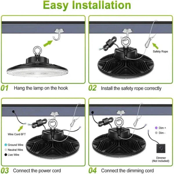 LED UFO High Bay Light, 150W, CCT 5000K, 20,852 Lumens, 100-277 VAC - Lumens Depot