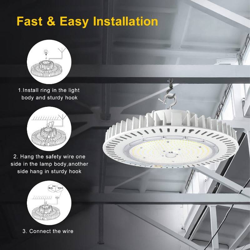 240W UFO LED High Bay Light - 36000 Lumens, 5000K Daylight White for Industrial Use - Lumens Depot