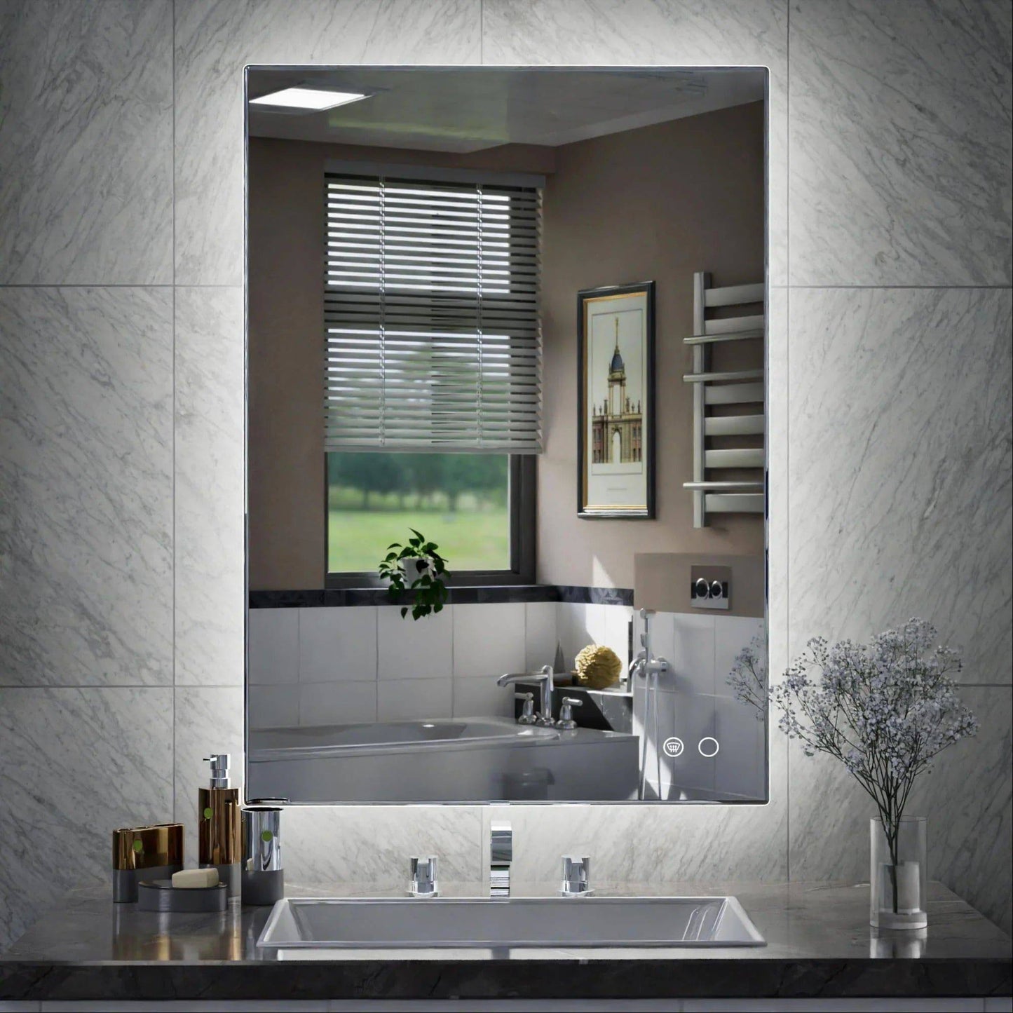 6000K Backlit LED Bathroom Mirror, Shatterproof, IP54, Anti-Fog - Lumens Depot