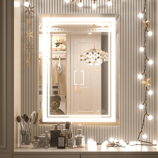 Modern 3-Color Frontlit LED Bathroom Mirror - Ambiance, Practicality, and Contemporary Touch 3000K-4500K-6000K - Lumens Depot