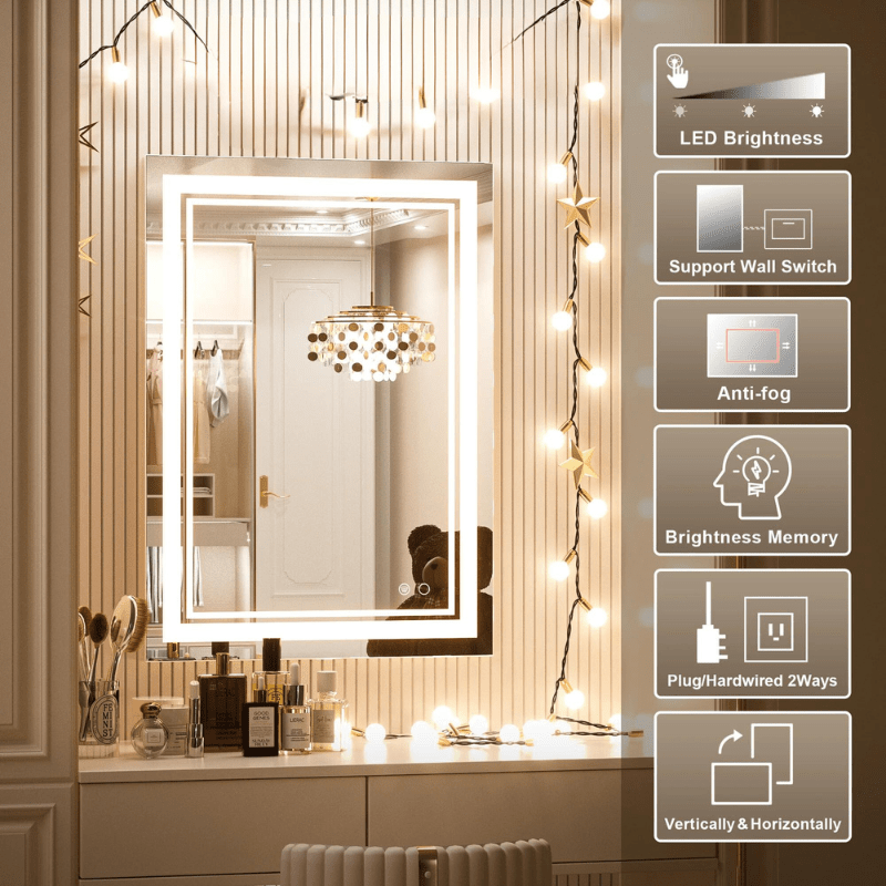 Modern 3-Color Frontlit LED Bathroom Mirror - Ambiance, Practicality, and Contemporary Touch 3000K-4500K-6000K - Lumens Depot