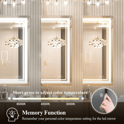 Modern 3-Color Frontlit LED Bathroom Mirror - Ambiance, Practicality, and Contemporary Touch 3000K-4500K-6000K - Lumens Depot
