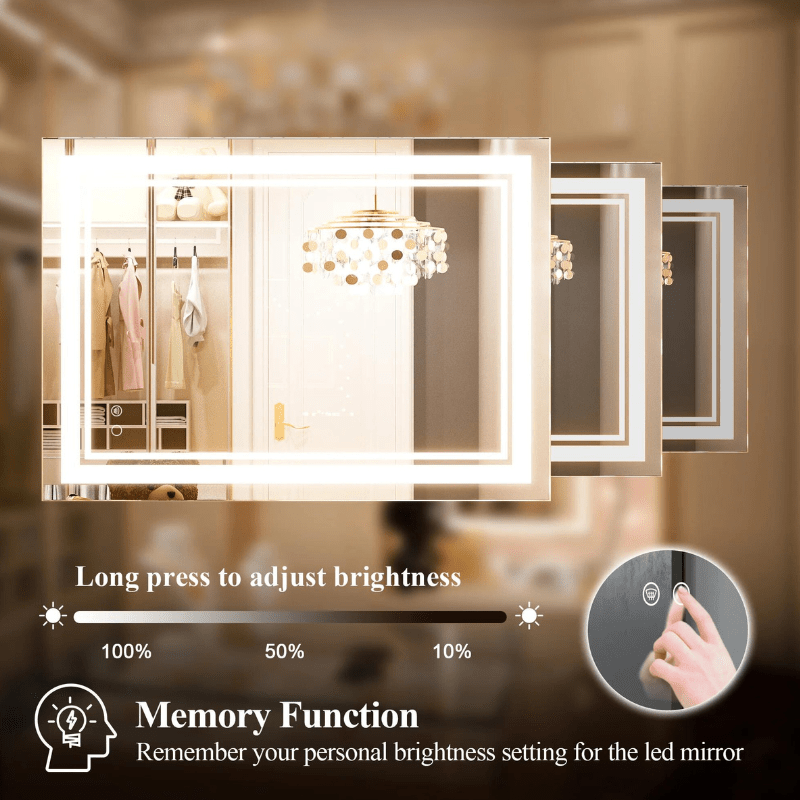 Modern 3-Color Frontlit LED Bathroom Mirror - Ambiance, Practicality, and Contemporary Touch 3000K-4500K-6000K - Lumens Depot