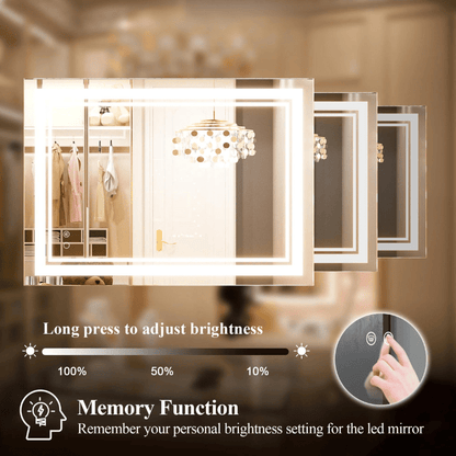 Modern 3-Color Frontlit LED Bathroom Mirror - Ambiance, Practicality, and Contemporary Touch 3000K-4500K-6000K - Lumens Depot