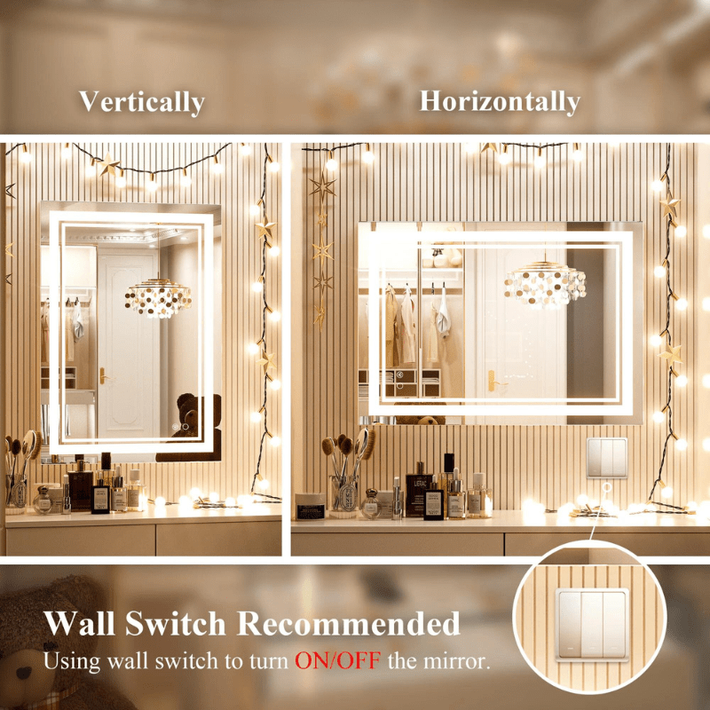 Modern 3-Color Frontlit LED Bathroom Mirror - Ambiance, Practicality, and Contemporary Touch 3000K-4500K-6000K - Lumens Depot