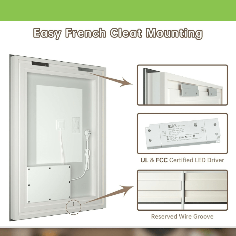 Modern 3-Color Frontlit LED Bathroom Mirror - Ambiance, Practicality, and Contemporary Touch 3000K-4500K-6000K - Lumens Depot