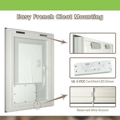 Modern 3-Color Frontlit LED Bathroom Mirror - Ambiance, Practicality, and Contemporary Touch 3000K-4500K-6000K - Lumens Depot