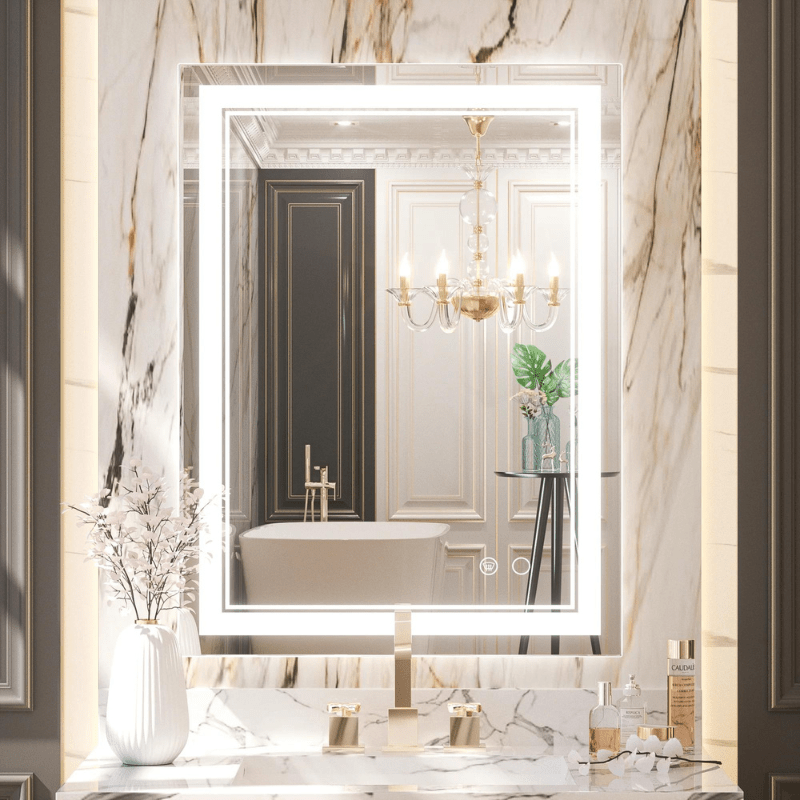 Modern 3-Color Frontlit LED Bathroom Mirror - Ambiance, Practicality, and Contemporary Touch 3000K-4500K-6000K - Lumens Depot