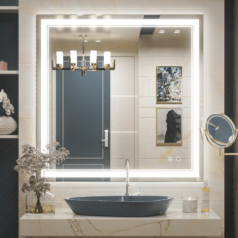 Modern 3-Color Frontlit LED Bathroom Mirror - Ambiance, Practicality, and Contemporary Touch 3000K-4500K-6000K - Lumens Depot