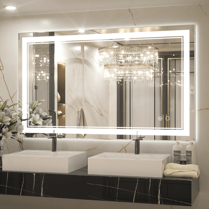 Modern 3-Color Frontlit LED Bathroom Mirror - Ambiance, Practicality, and Contemporary Touch 3000K-4500K-6000K - Lumens Depot