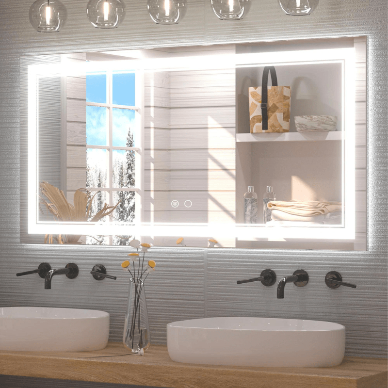 Modern 3-Color Frontlit LED Bathroom Mirror - Ambiance, Practicality, and Contemporary Touch 3000K-4500K-6000K - Lumens Depot