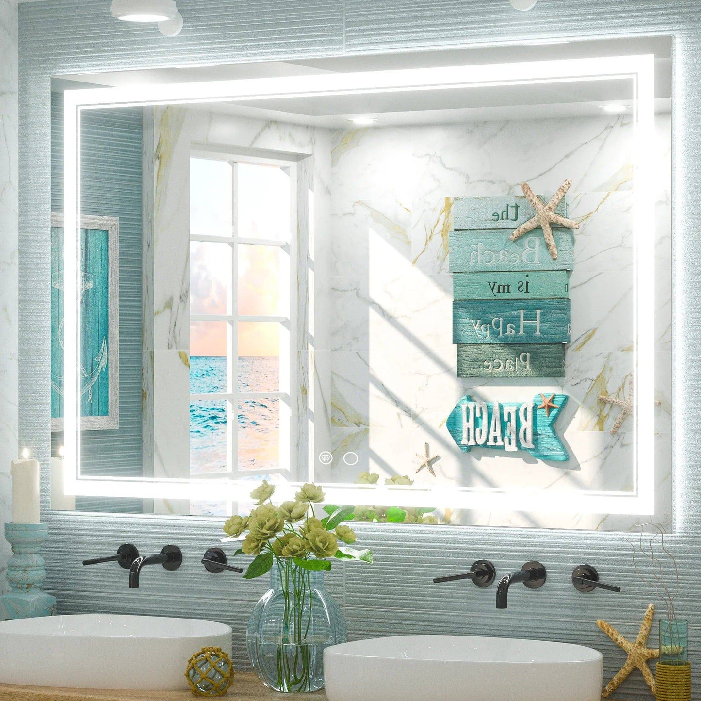 Modern 3-Color Frontlit LED Bathroom Mirror - Ambiance, Practicality, and Contemporary Touch 3000K-4500K-6000K - Lumens Depot
