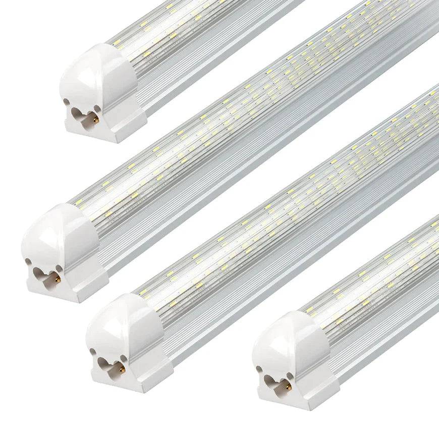 4ft LED Shop Lights- 30W - 6500K and 4200 Lumens, Striped Lens, V-shaped Linkable LED Integrated Tube- ETL Listed - Traic Dimming - Lumens Depot