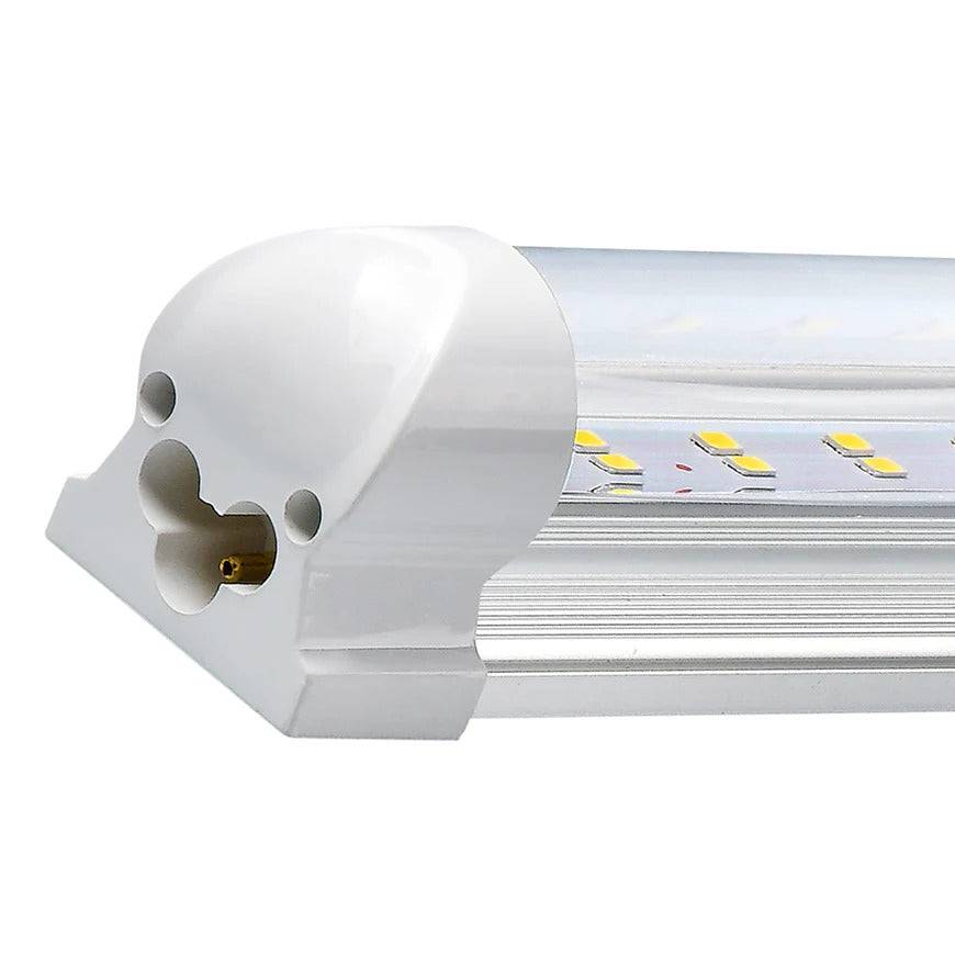 4ft LED Shop Lights- 30W - 6500K and 4200 Lumens, Striped Lens, V-shaped Linkable LED Integrated Tube- ETL Listed - Traic Dimming - Lumens Depot