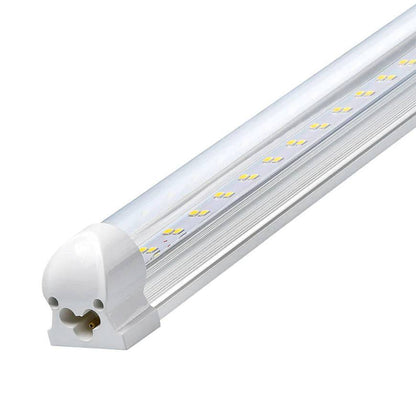 4ft LED Shop Lights- 30W - 6500K and 4200 Lumens, Striped Lens, V-shaped Linkable LED Integrated Tube- ETL Listed - Traic Dimming - Lumens Depot