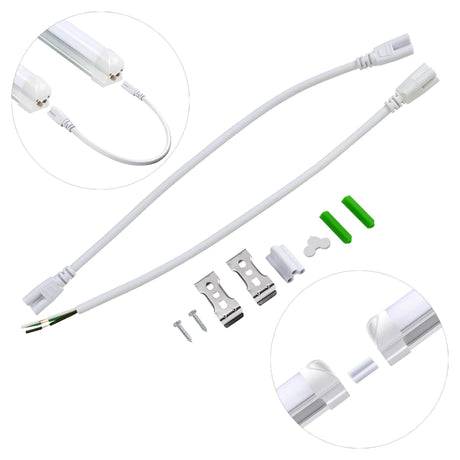 T8 Integrated 8ft LED Shop Lights - 60W, 5000K, 7200 Lumens, Frosted Linkable Fixture, Suitable for 100V-277V, ETL Listed - Lumens Depot