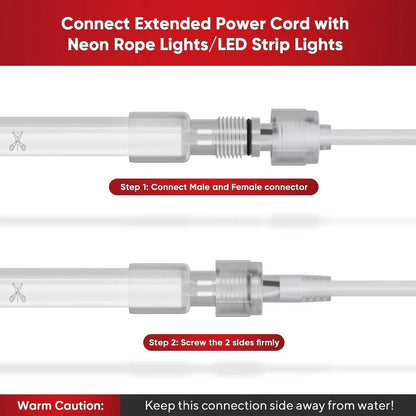 10FT Male-to-Female Extension Power Cord for LED Neon Rope & Strip Lights - Lumens Depot