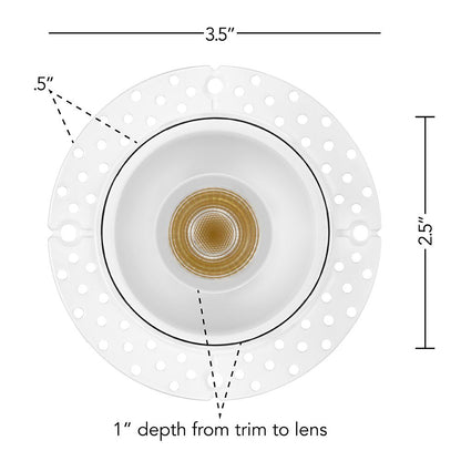 1" Trimless LED Recessed Light, 9W, Dimmable, 2700K-5000K