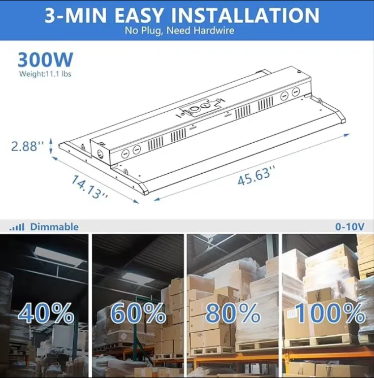 LED Linear High Bay Light, 2ft, 155W, CCT 5000k, 23,200 Lumens, 120-277 VAC - Lumens Depot